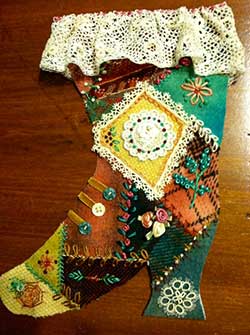 Victorian Boot Crazy Quilt Stocking